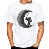 2016 Summer Fashion digging the moon Design T Shirt Men&#39;s High Quality Custom Printed Tops Hipster Tees