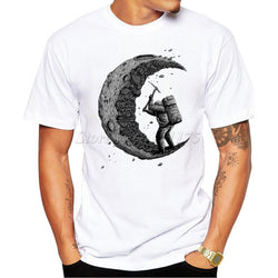 2016 Summer Fashion digging the moon Design T Shirt Men's High Quality Custom Printed Tops Hipster Tees